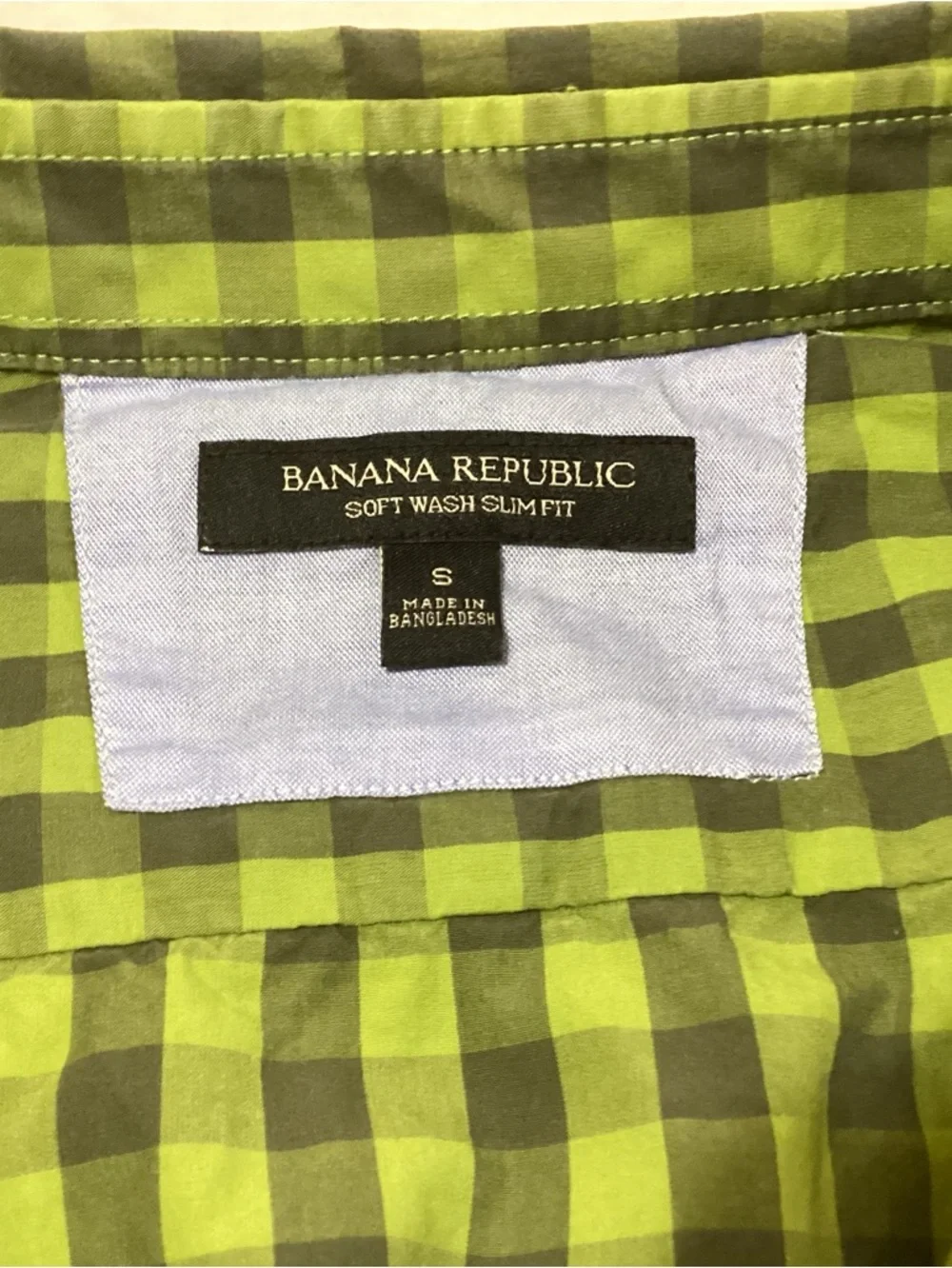 Men’s Banana Republic Soft Wash Slim Fit Check Button-Down Shirt S Casual